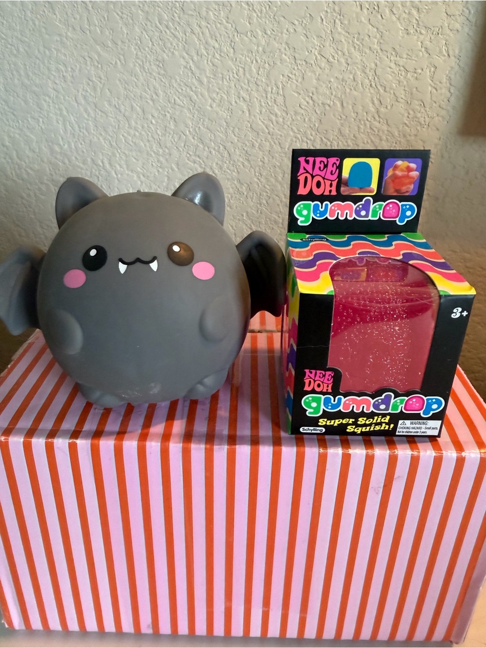 🩷🩶NEEDOH PINK GUMDROP & ADORABLE GREY BAT WITH PINK CHEEKS!!🩶🩷GREAT SQUISHYS!!🩶🩷